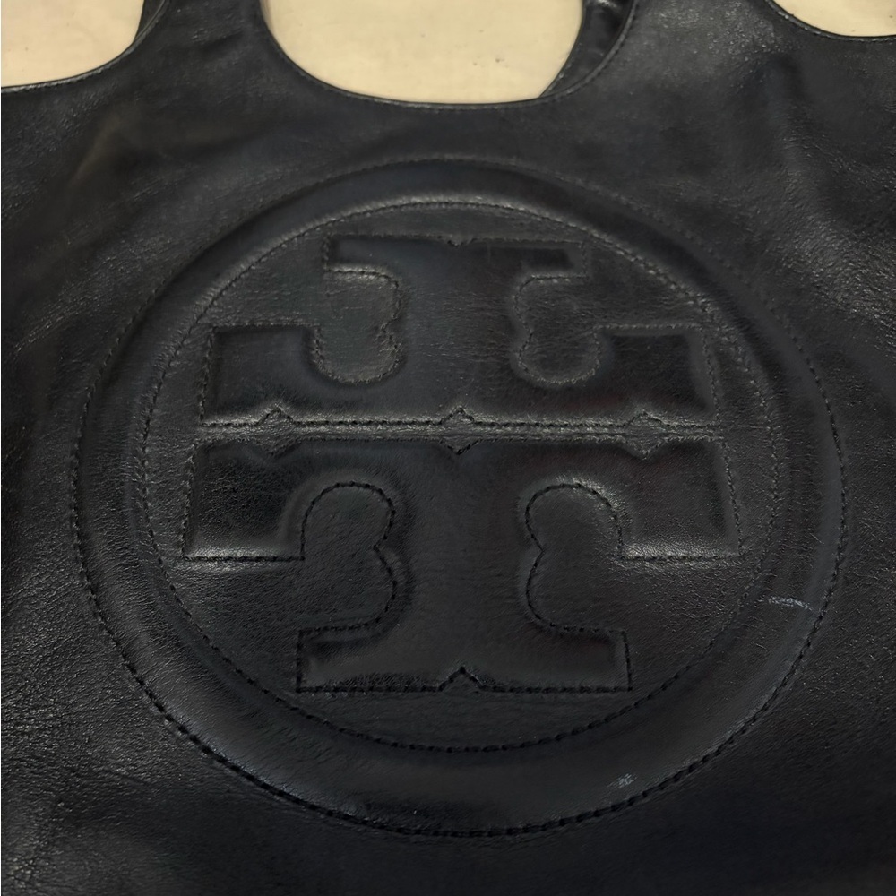 Elegant Tory Burch Black Leather Tote Bag. - Picture 3 of 6